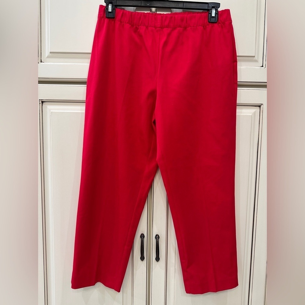 Susan Graver Red Elastic Waist Straight Leg Pull On Pants Womens Size 10